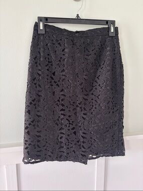 J. Crew Black Floral Crochet Pencil Skirt